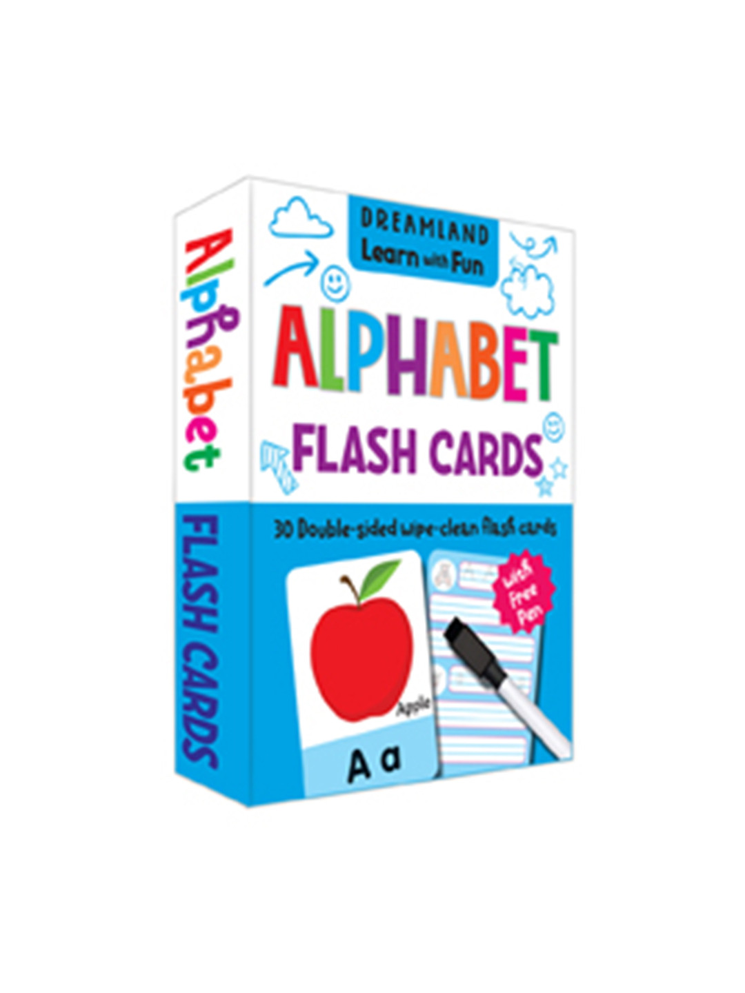 Dreamland Kids Pack Of 30 Alphabets Double Sided Flash Cards With Pen For Kids
