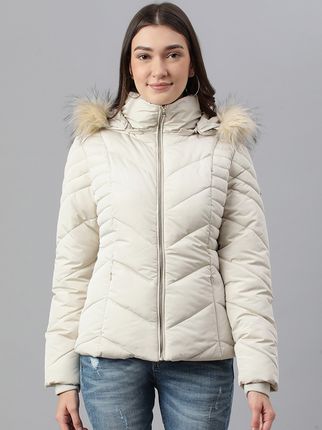 Woods Faux Fur Detail Hooded Parka Jacket
