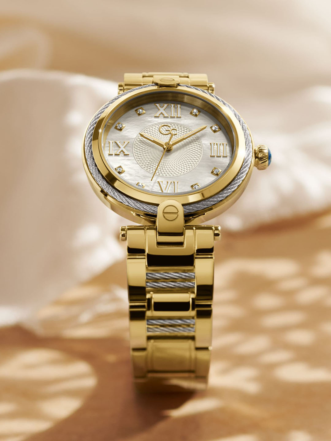 GC GUESS COLLECTION Fusion Cable White Round Dial Women Analog Watch - Z15001L1MF