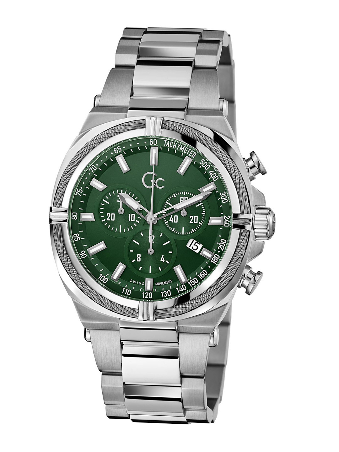 GC GUESS COLLECTION IronClass Green Round Dial Men Quartz Analog Watch - Z32002G9MF