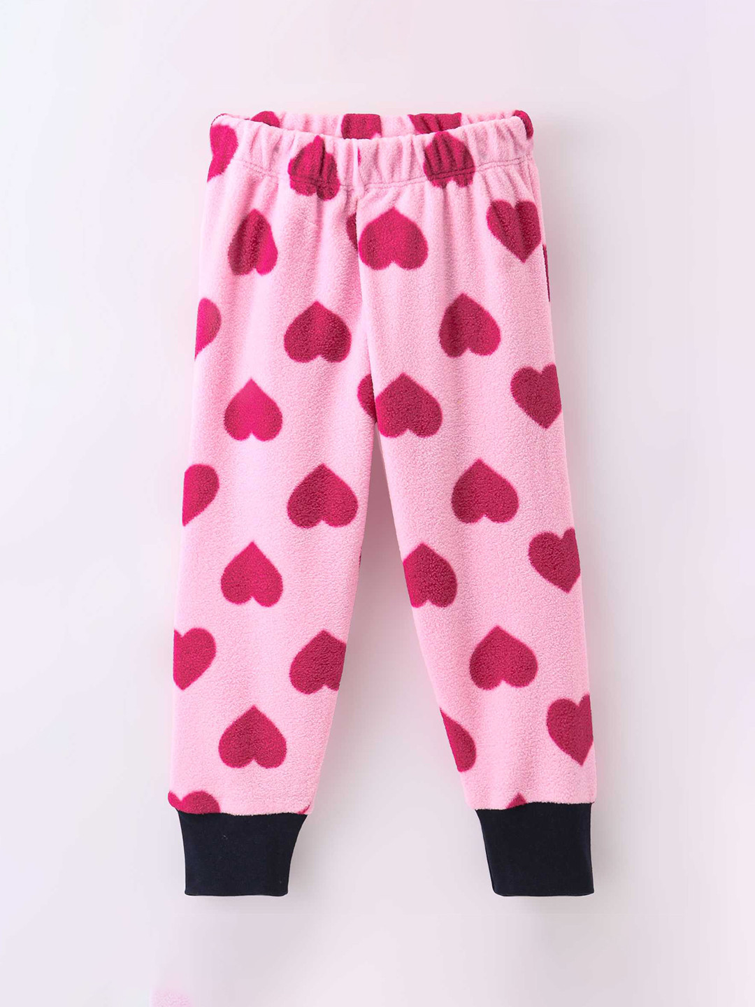 CrayonFlakes Kids Polar Fleece Hearts Printed Mid-Rise Joggers