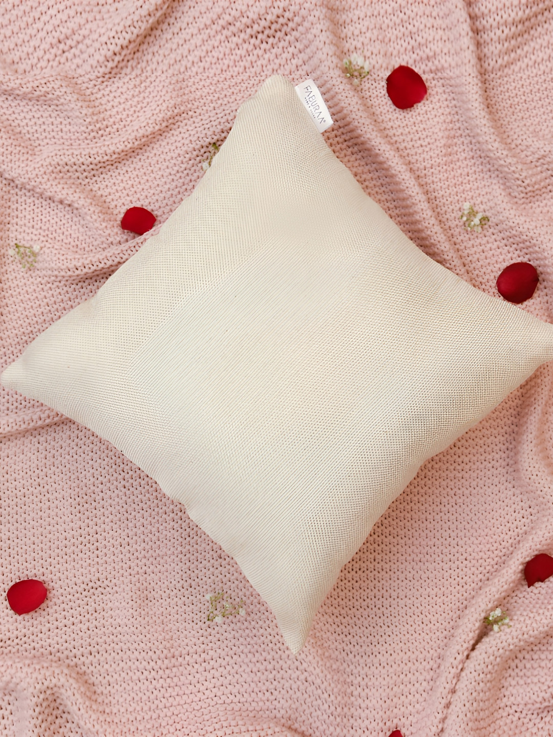 FABURAA Gold Jute Durable Textured Square Cushion Cover -16x16In