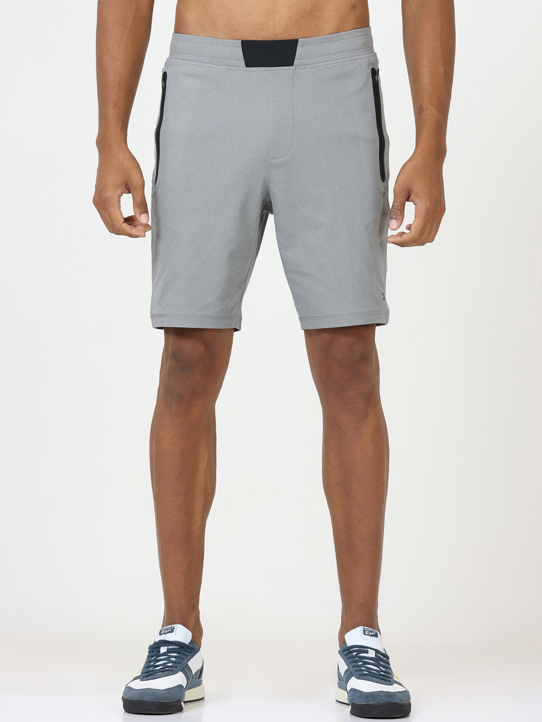 Jolger Mens active wrinkle -free gym shorts with Bonded Zipper Pocket