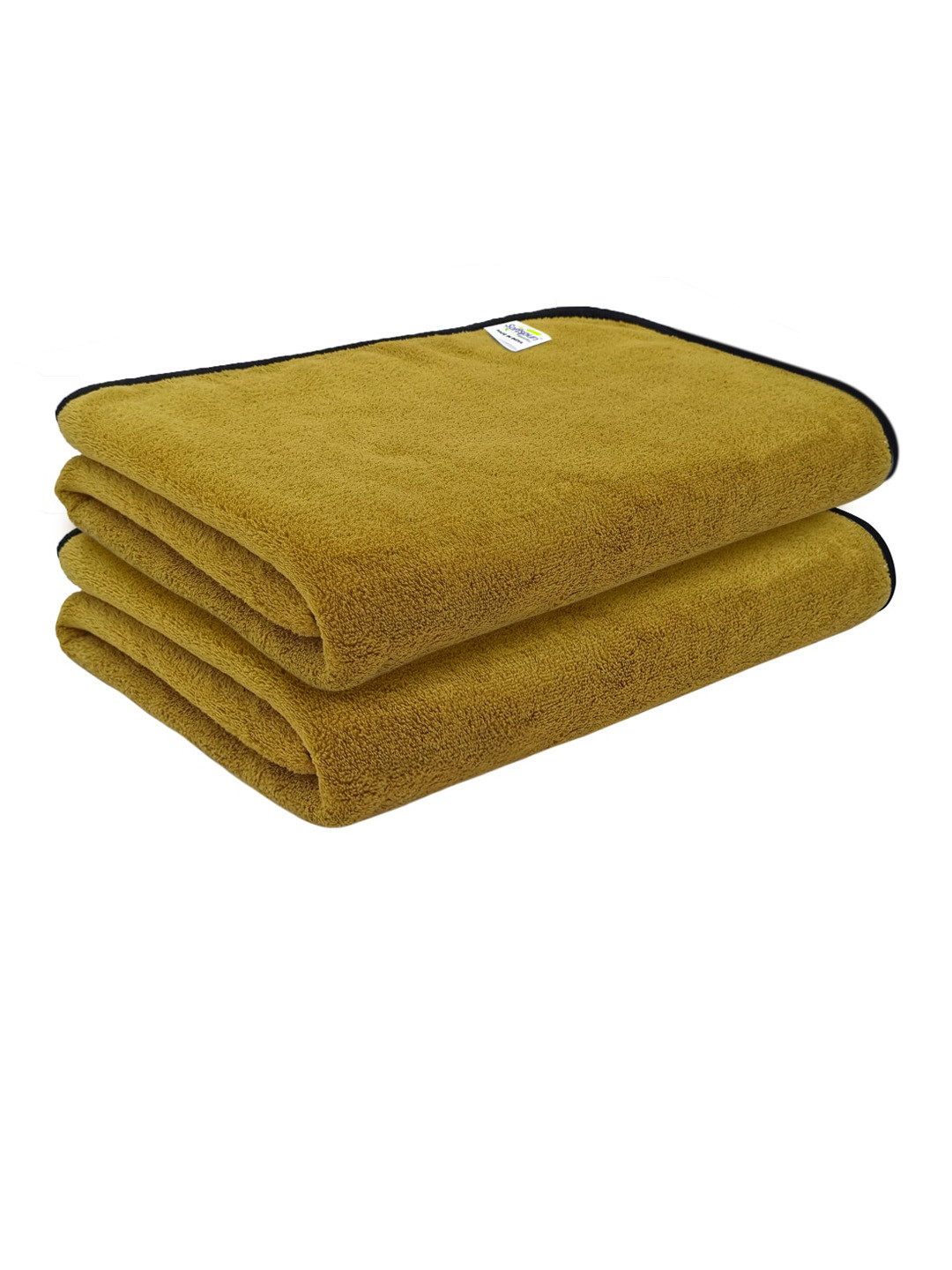 Softspun Microfiber 2 Pcs Olive Green 280 GSM Quick Dry Bath Towels