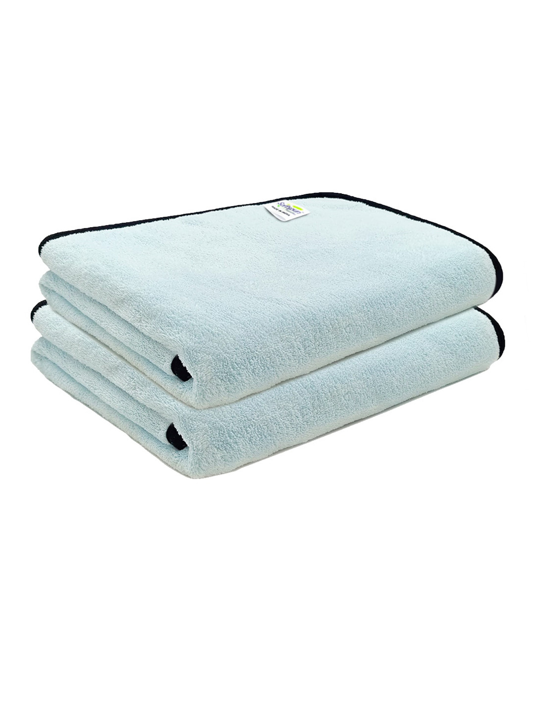 Softspun Microfiber Blue & Black 2 Pieces 300 GSM Anti-Bacterial Soft & Plush Bath Towels