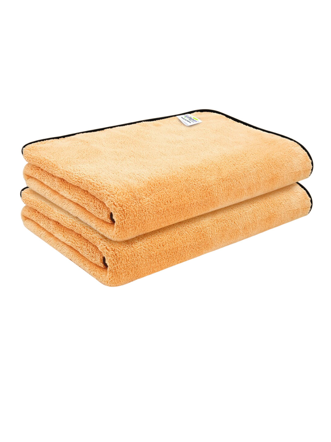 Softspun Microfiber Beige & Black 2 Pieces 300 GSM Anti-Bacterial Soft Bath Towels