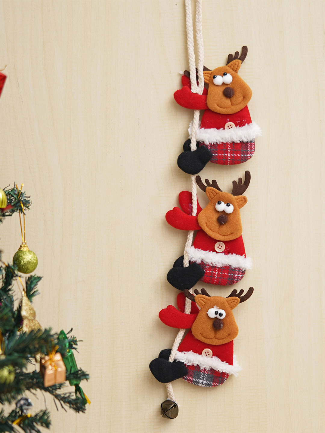 eCraftIndia Santa Claus Snowman Fabric Glossy Hanging Hall Wall Hangings-21.7In