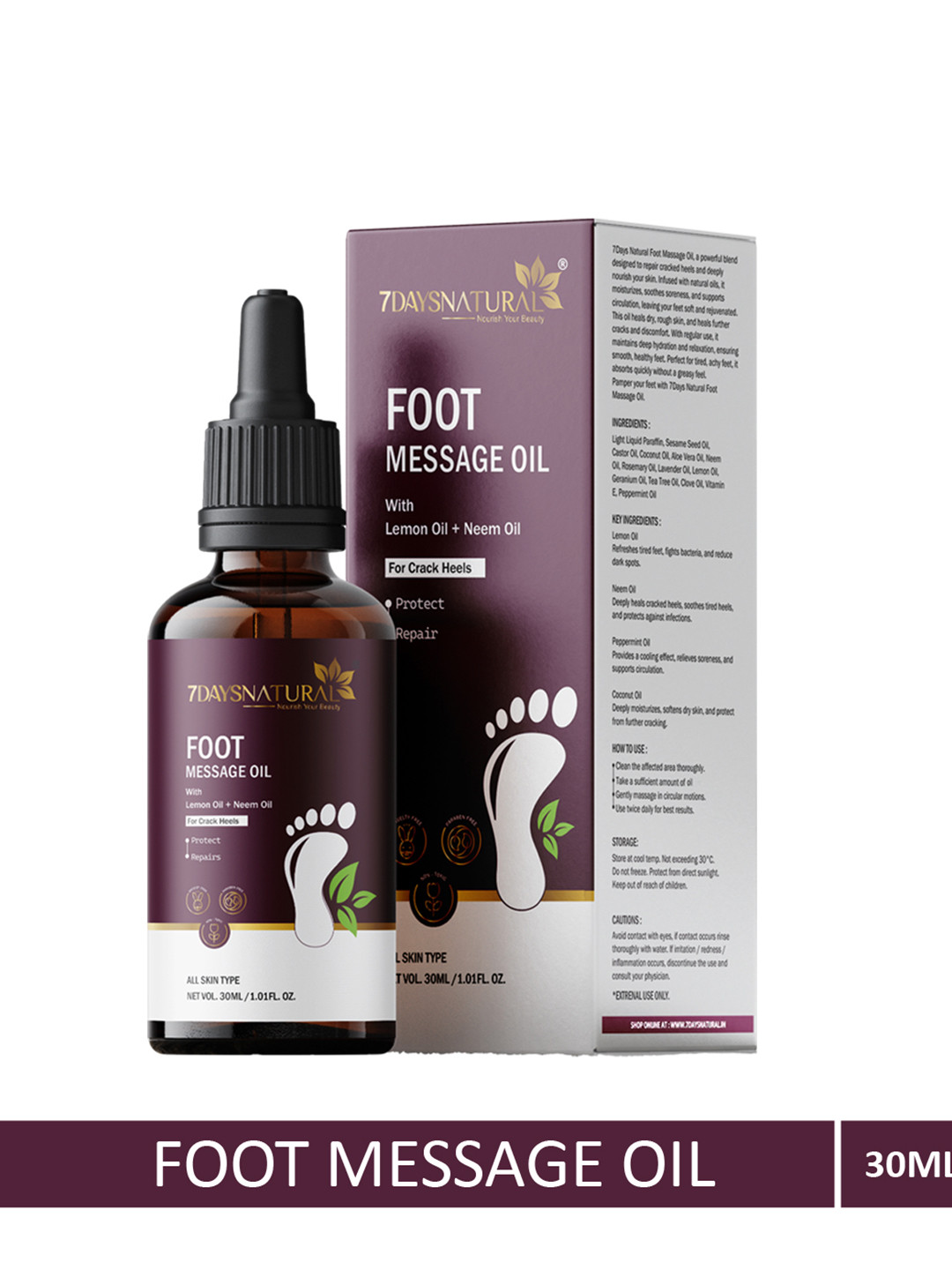 7DAYSNATURAL Feel Of Nature Foot Care Massage Oil -  30ml