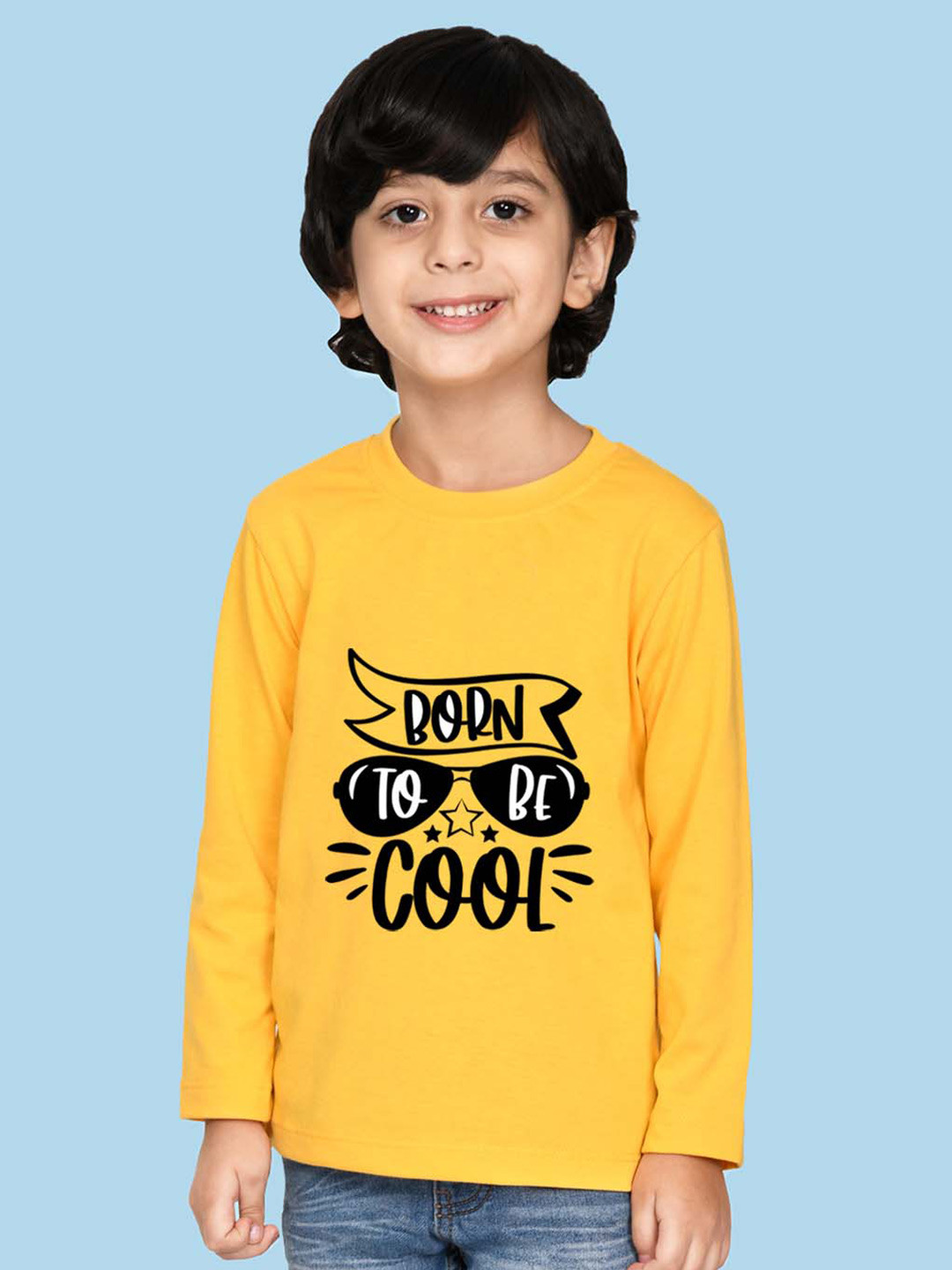 NUSYL Boys Cool Typography Printed Long  Sleeves Cotton T-shirt