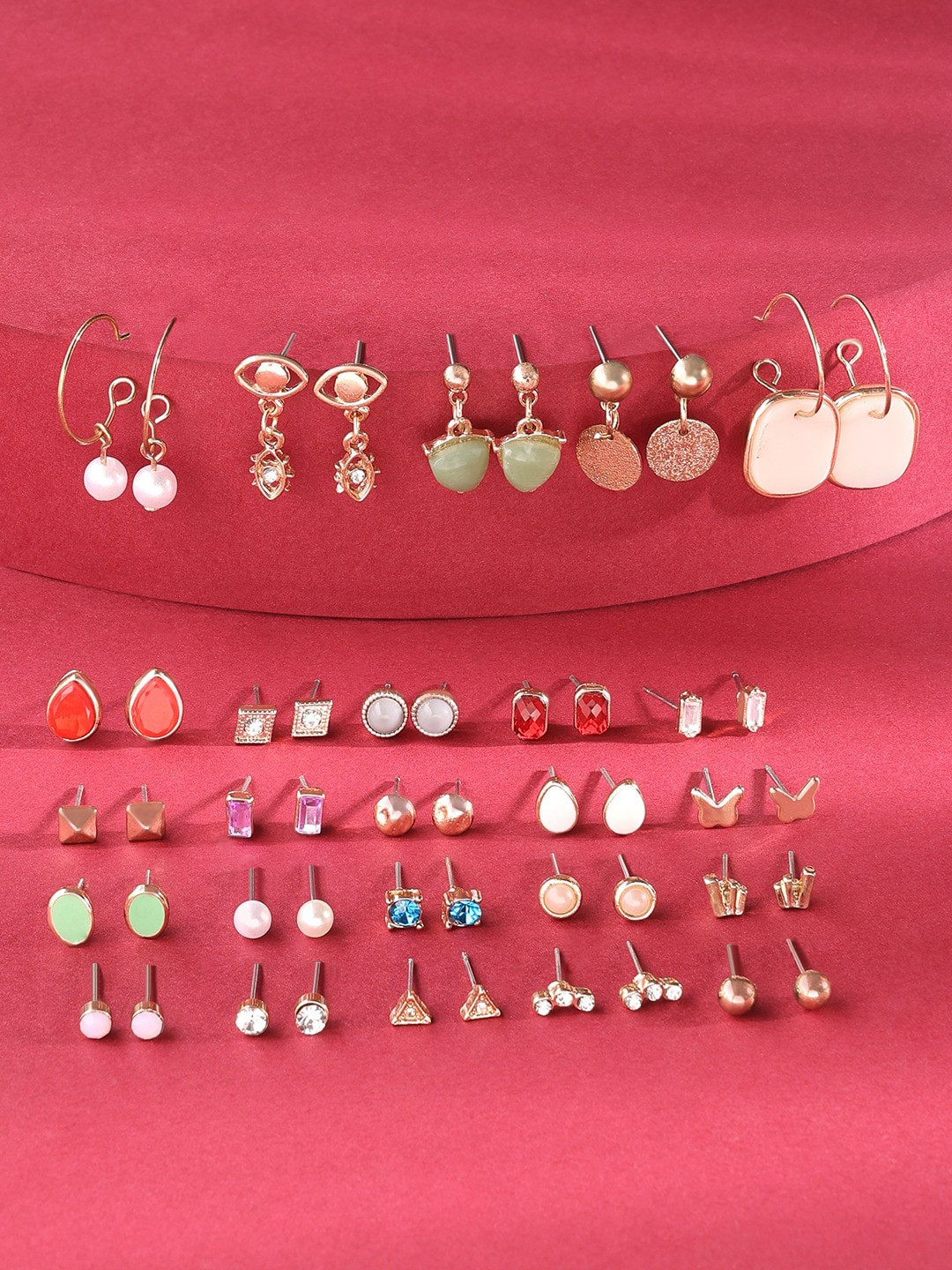 AMI Set Of 25 Gold Plated Studs & Drop Earrings