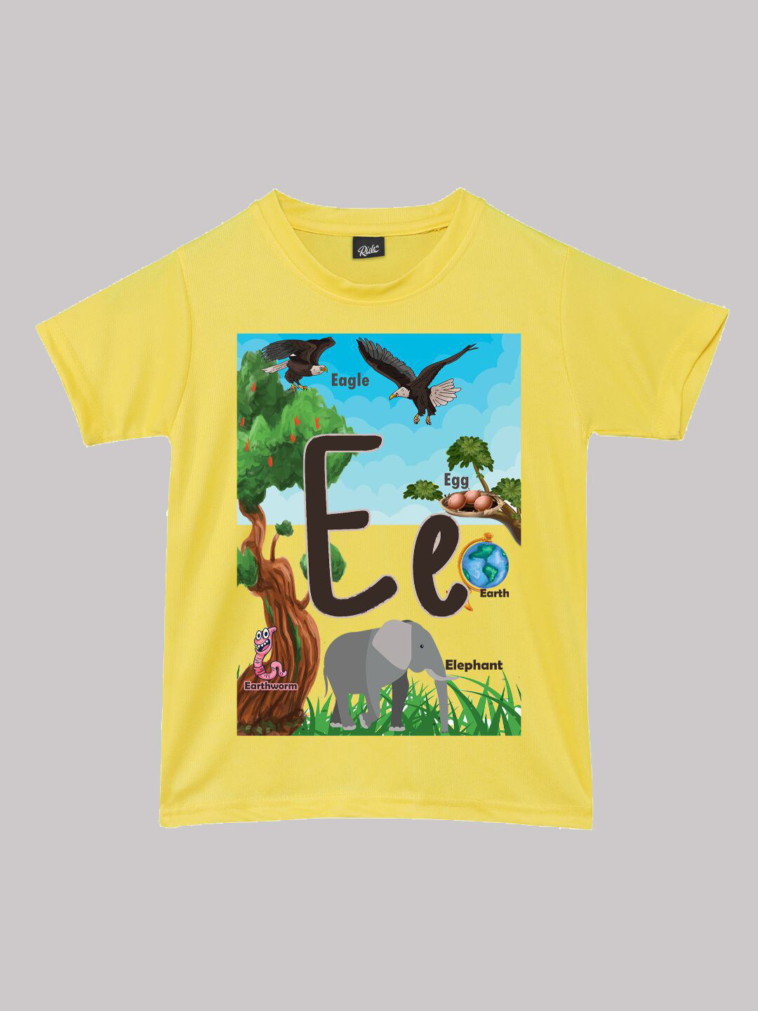 RISH Boys Alphabet-E Educational Graphic Printed T-shirt