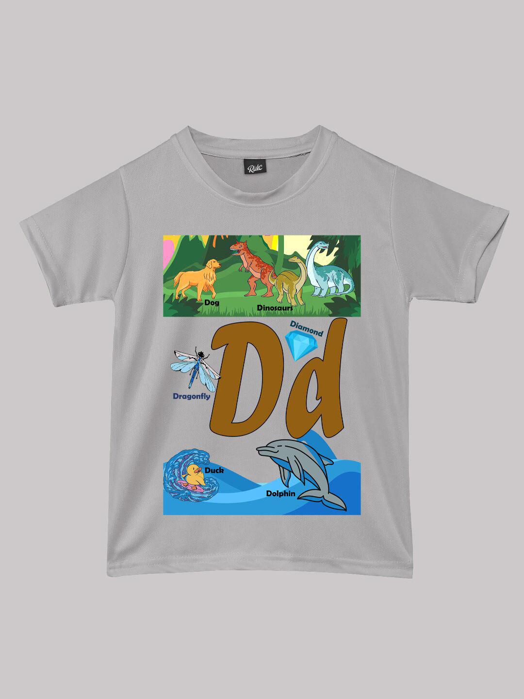 RISH Boys Alphabet-D Educational Graphic Printed T-shirt