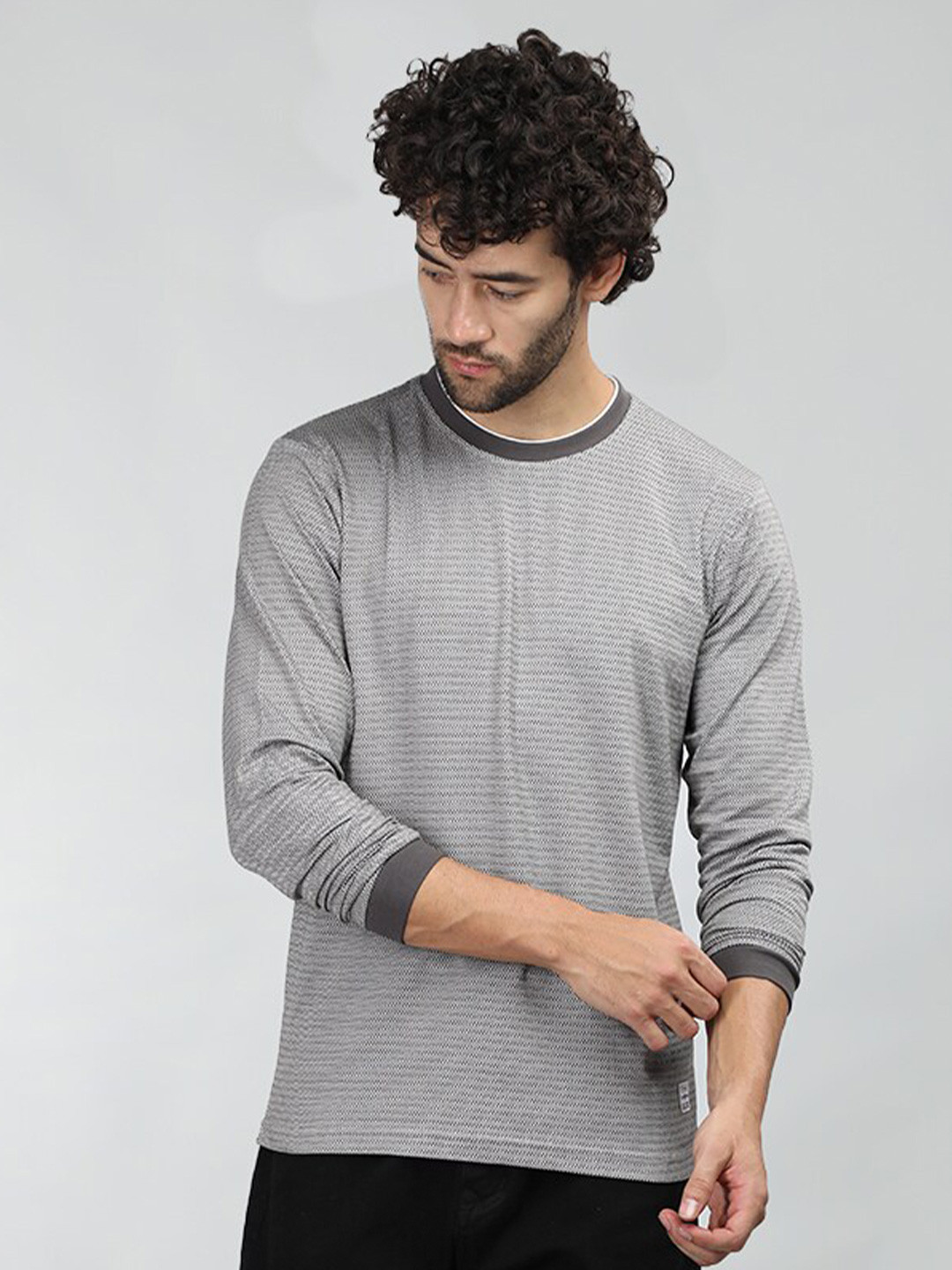NEVA Geometric Printed Round Neck Cotton T-shirt