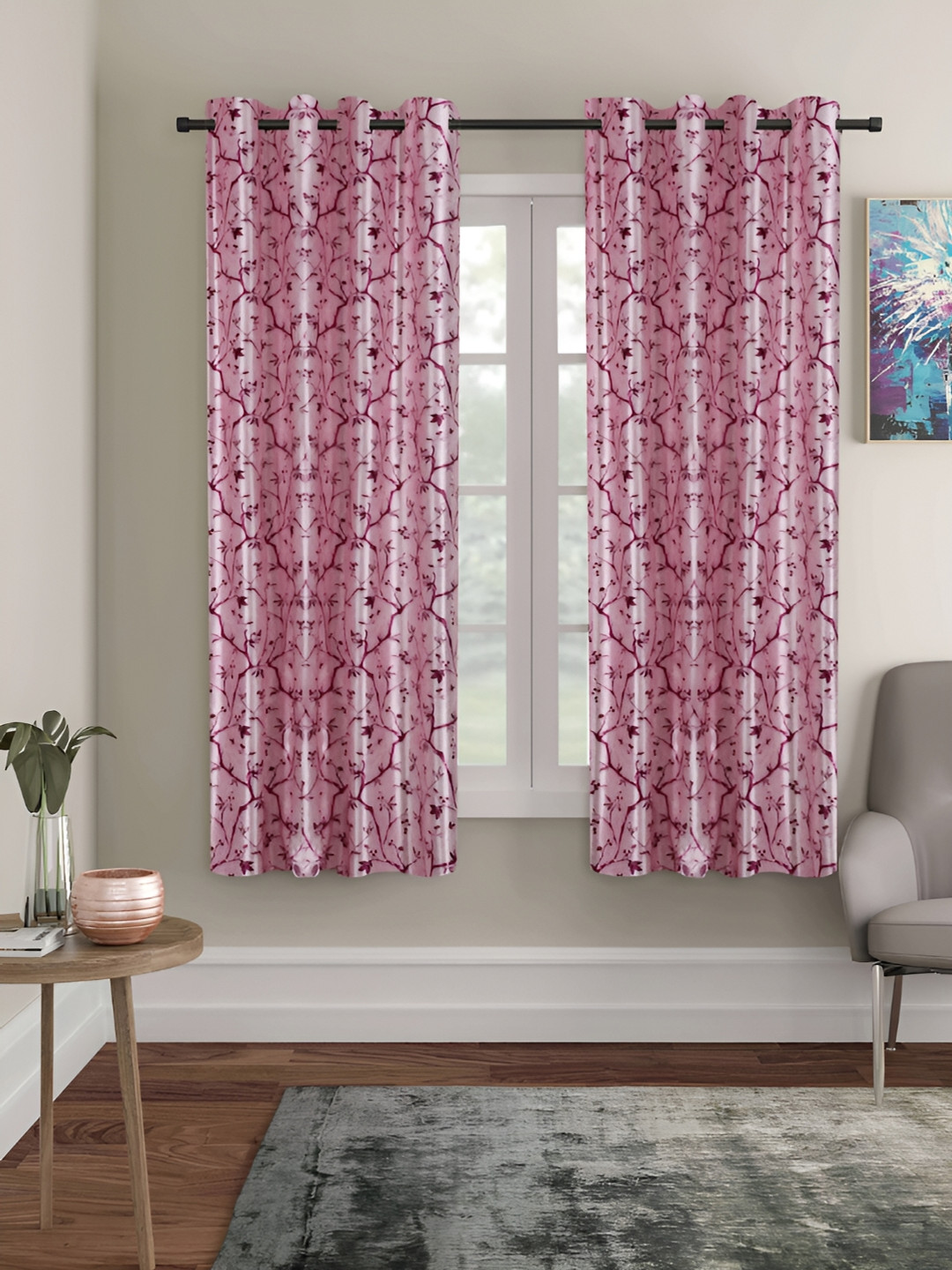 ERIC LONDON Pink 2 Pieces Room Darkening Window Curtains