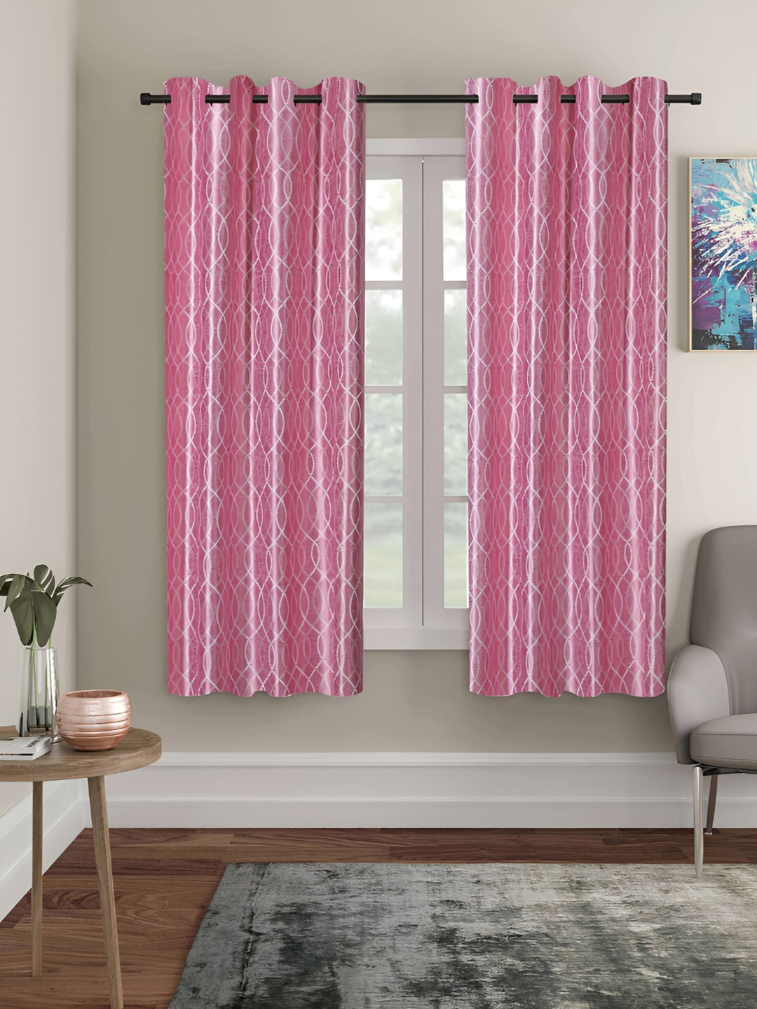 ERIC LONDON Pink 2 Pieces Room Darkening Window Curtains