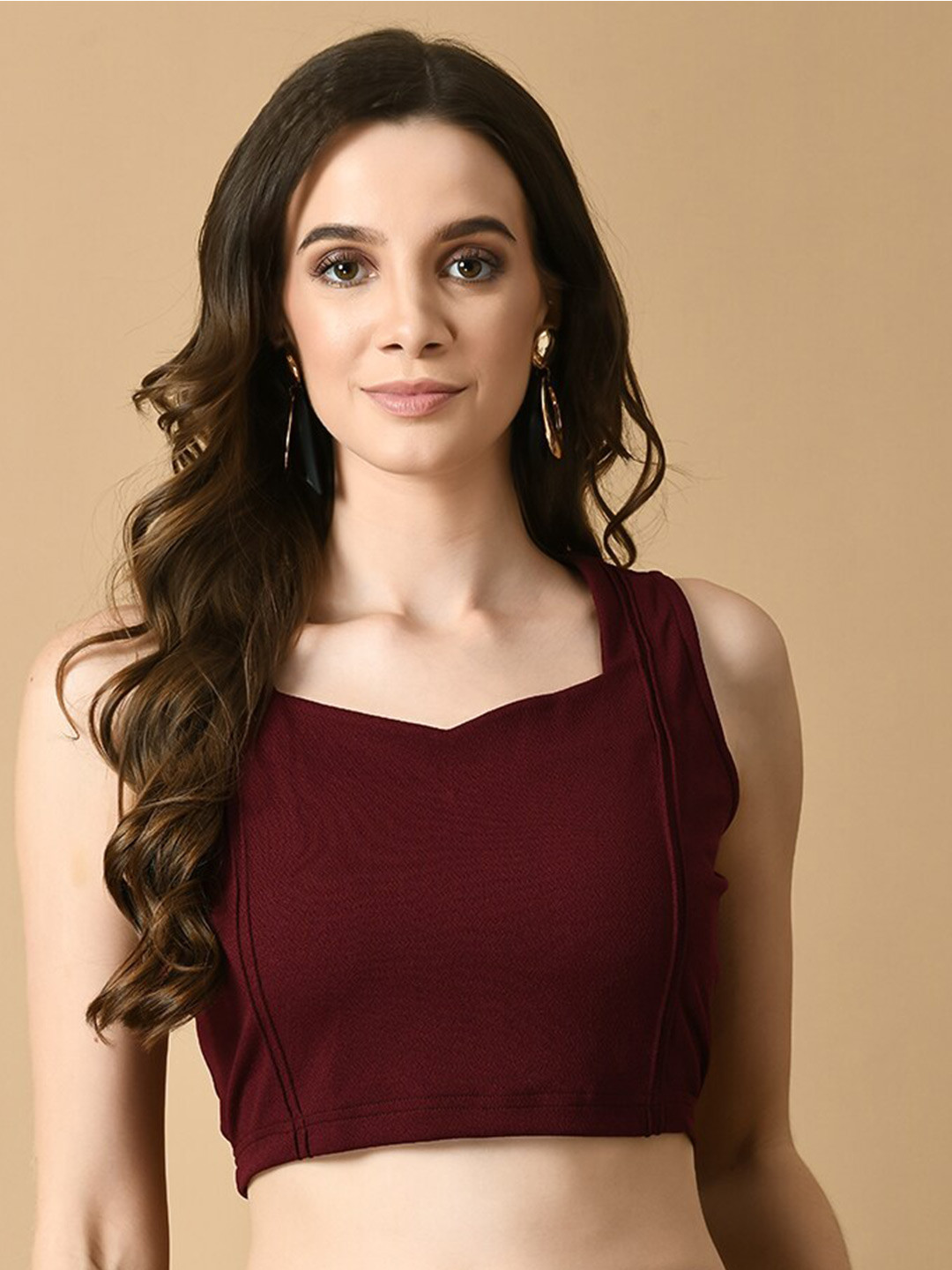 Myshka Sweetheart Neck Sleeveles Crepe Bralette Crop Top