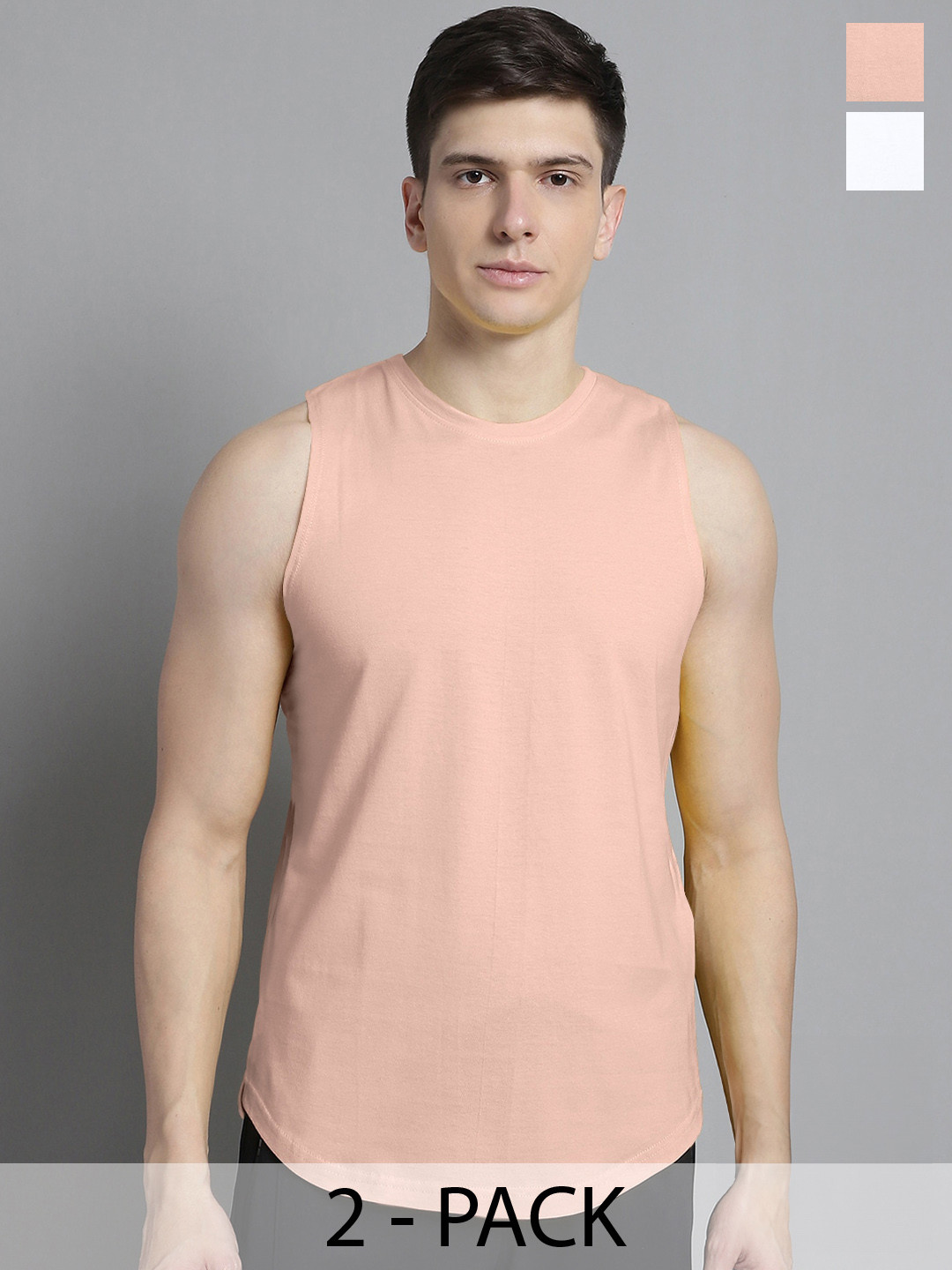 FBAR Pack of 2 Bio-Wash Pure Cotton Innerwear Vests 1011FBAE-02-32-XS