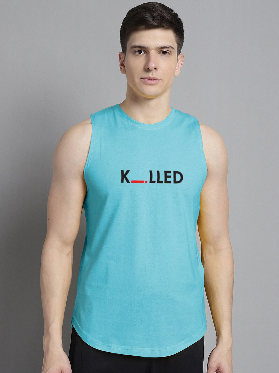 FBAR Typography Printed Pure Cotton Sleeveless Gym Vests 1011FBAE401-20-XS