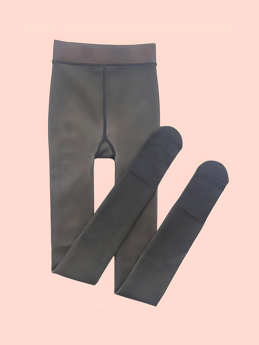 Hill Islands Dual Tone Fake Translucent Fur Fleece Thermal Sheer Look Pantyhose Stockings