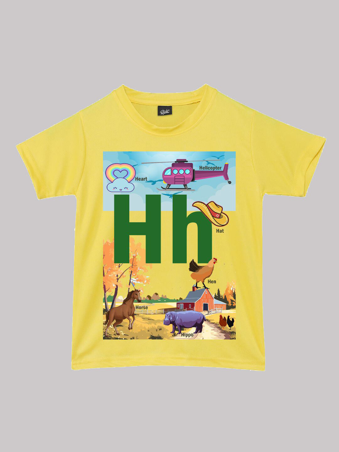 RISH Boys Alphabet - H Graphic Printed Round Neck T-shirt