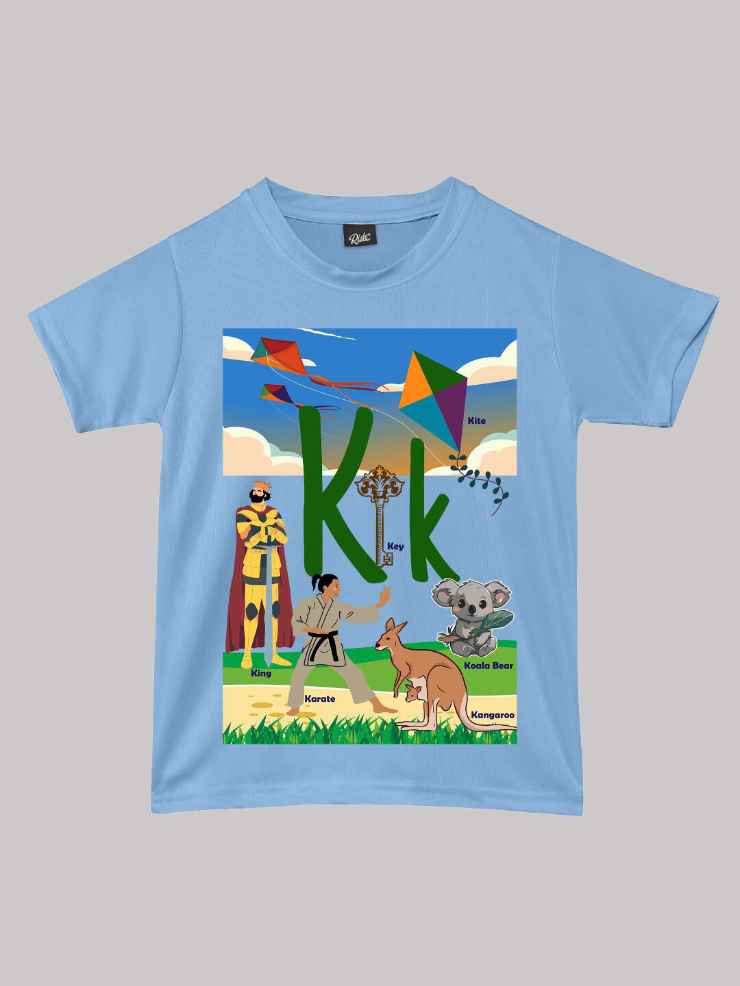 RISH Boys Alphabet K Educational Graphic Printed Short Sleeves T-shirt
