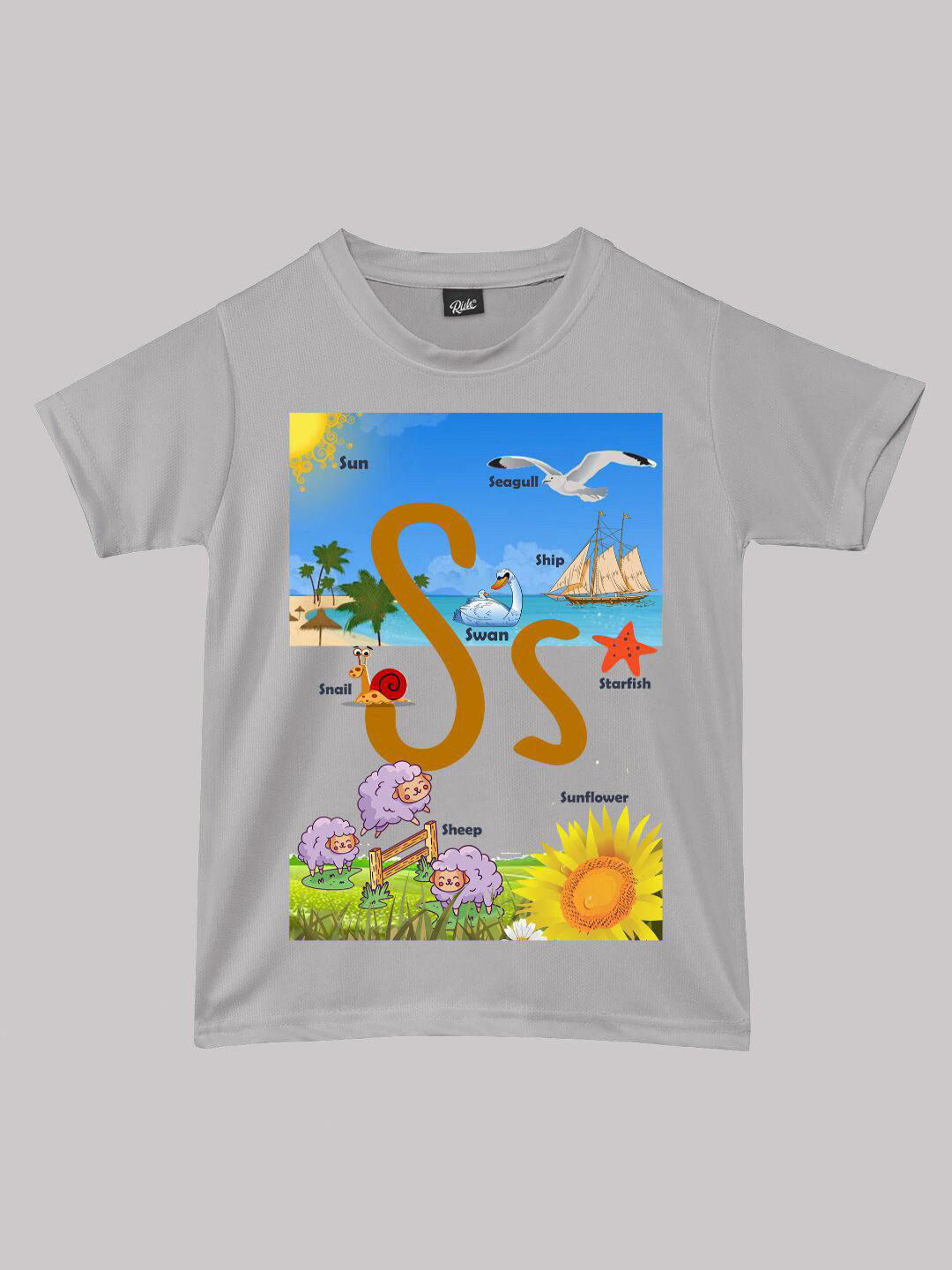 RISH Boys Alphabet - S Graphic Printed Round Neck T-shirt