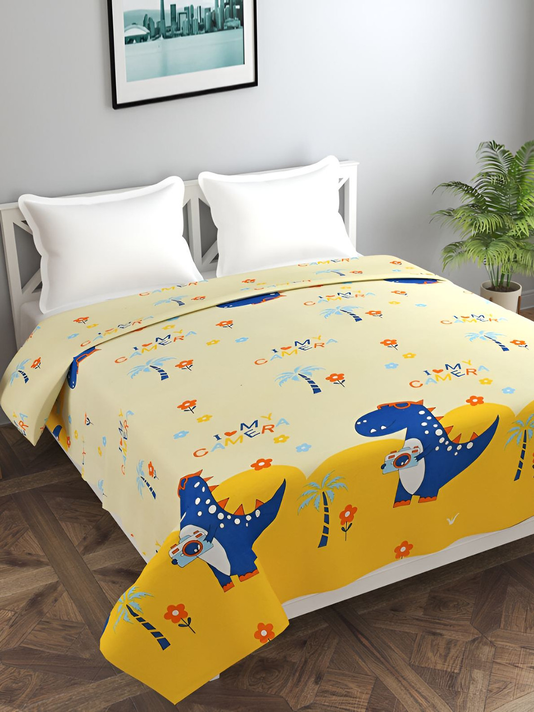 BREVARD Yellow & Blue Conversational Printed Double Queen Duvet Cover