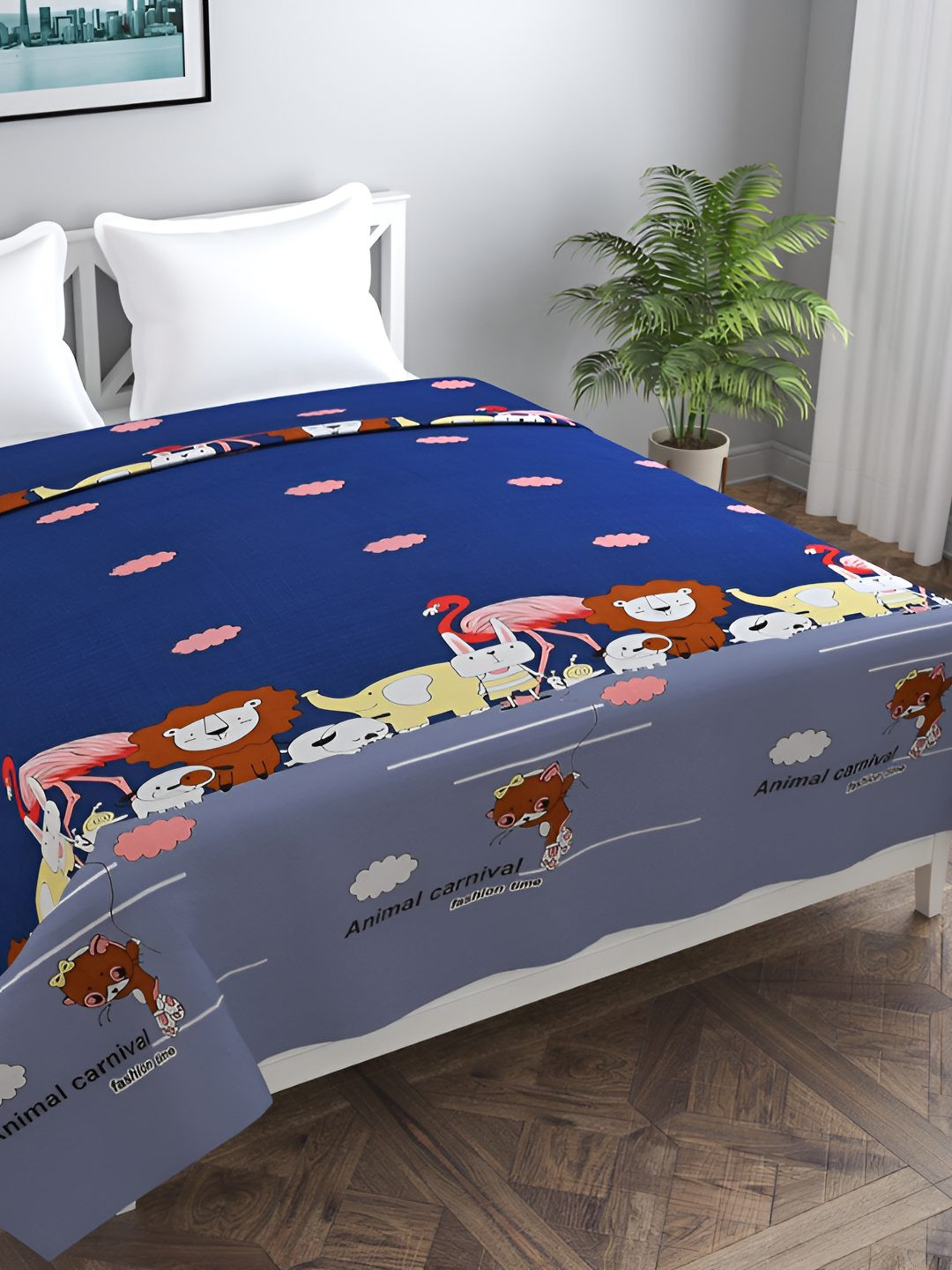 BREVARD Blue & Grey Printed Double Queen Duvet Cover