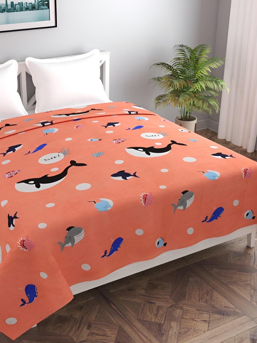 BREVARD Peach & Black Printed Duvet Cover