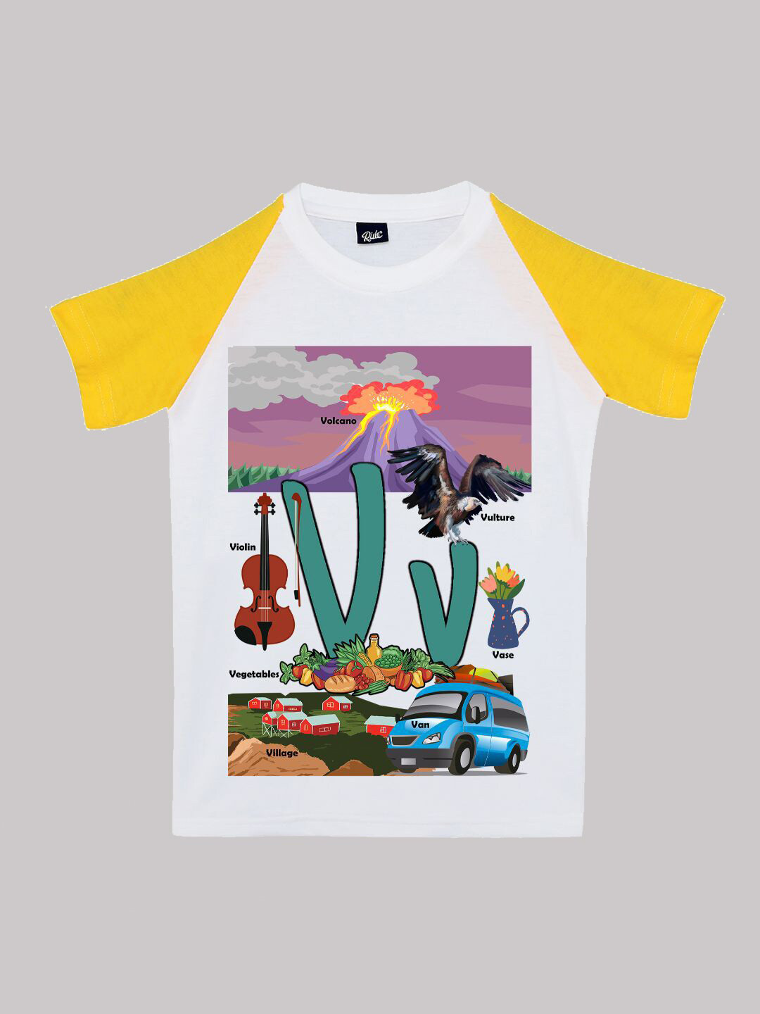 RISH Boys Alphabet - V Graphic Printed Round Neck T-shirt