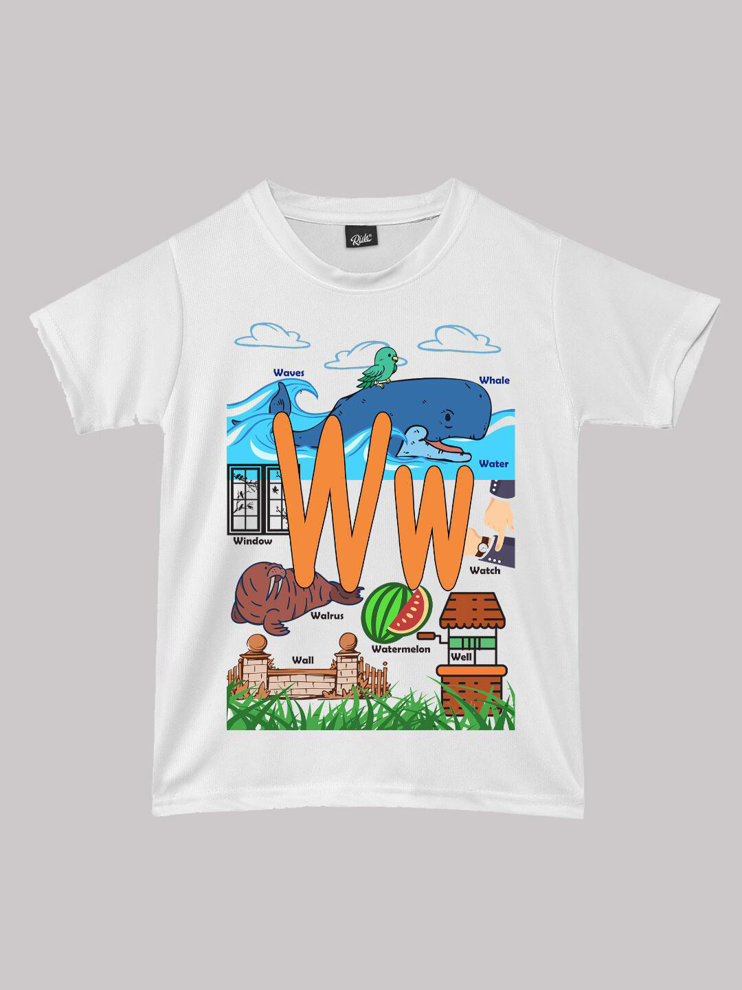 RISH Boys Alphabet-W Educational Graphic Printed T-shirt