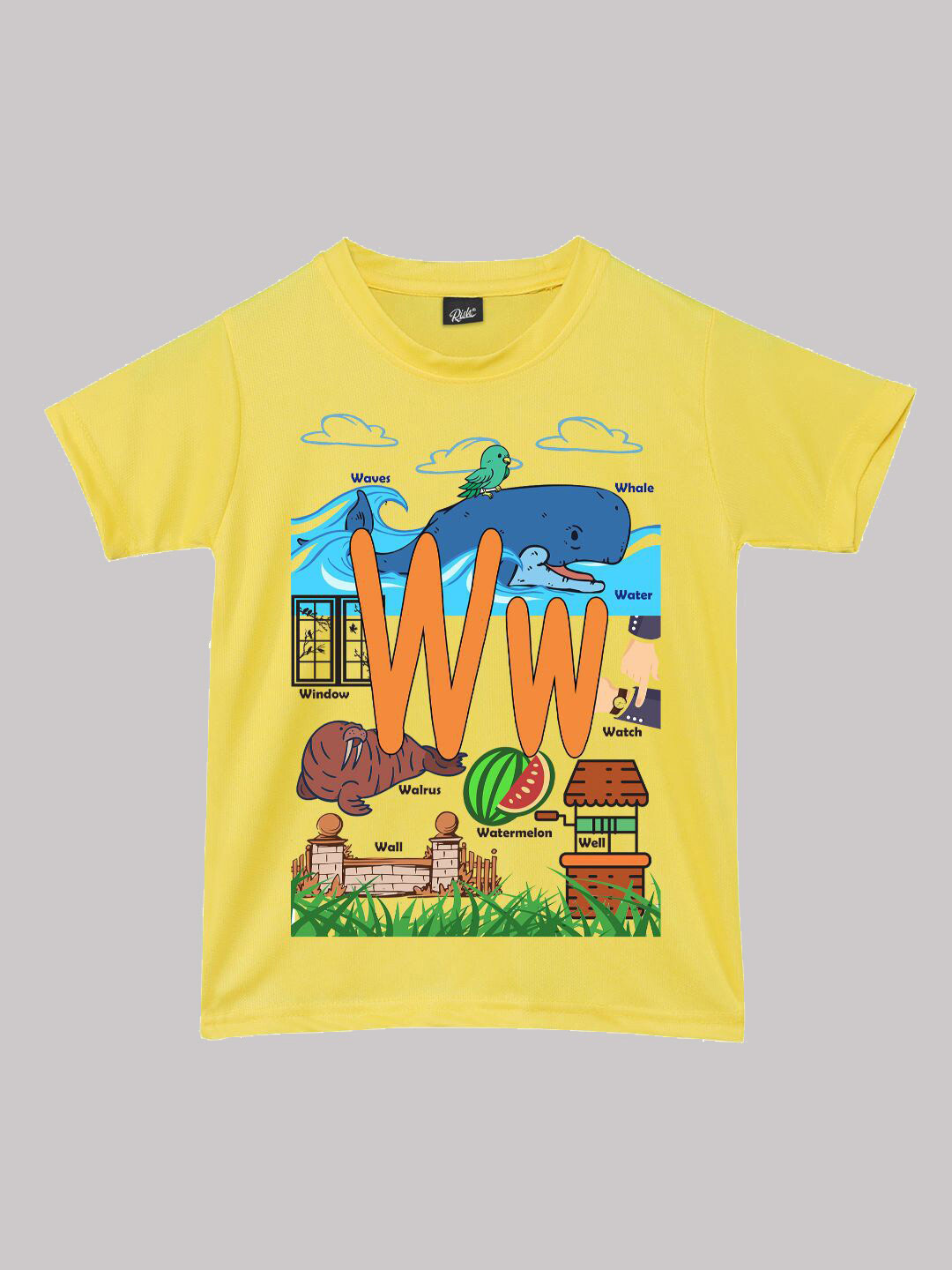 RISH Boys Alphabet-W Educational Graphic Printed T-shirt