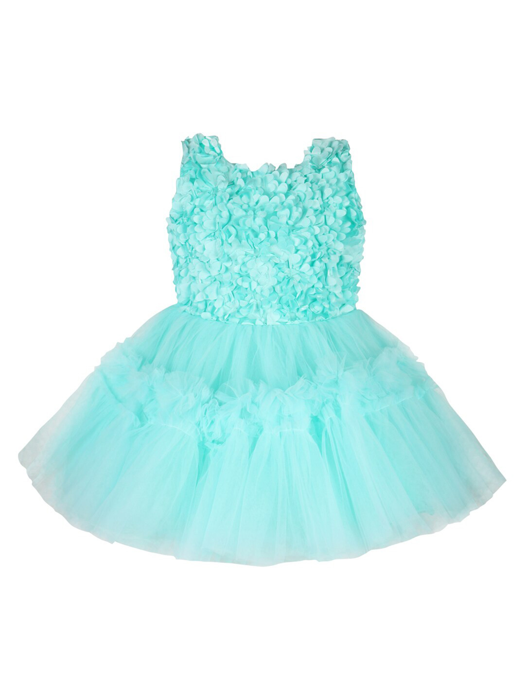 Wish Karo Girls Self Design Applique Net Tulle Fit & Flare Dress
