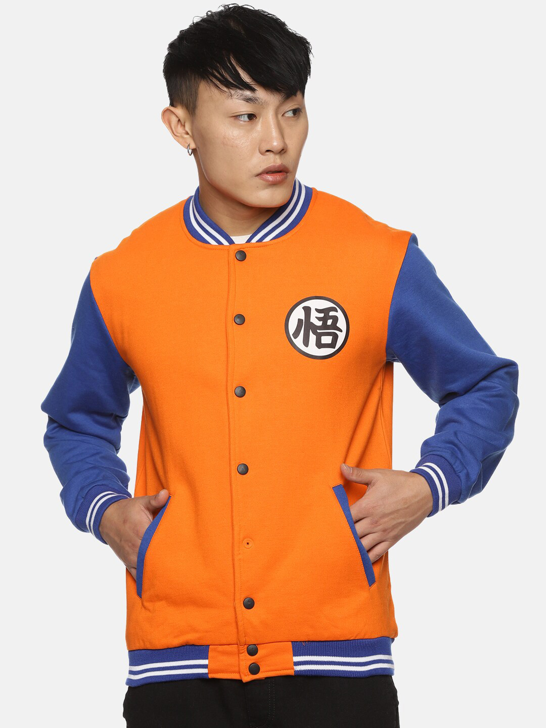 Fans Army Colourblocked Mandarin Collar Varsity Jacket