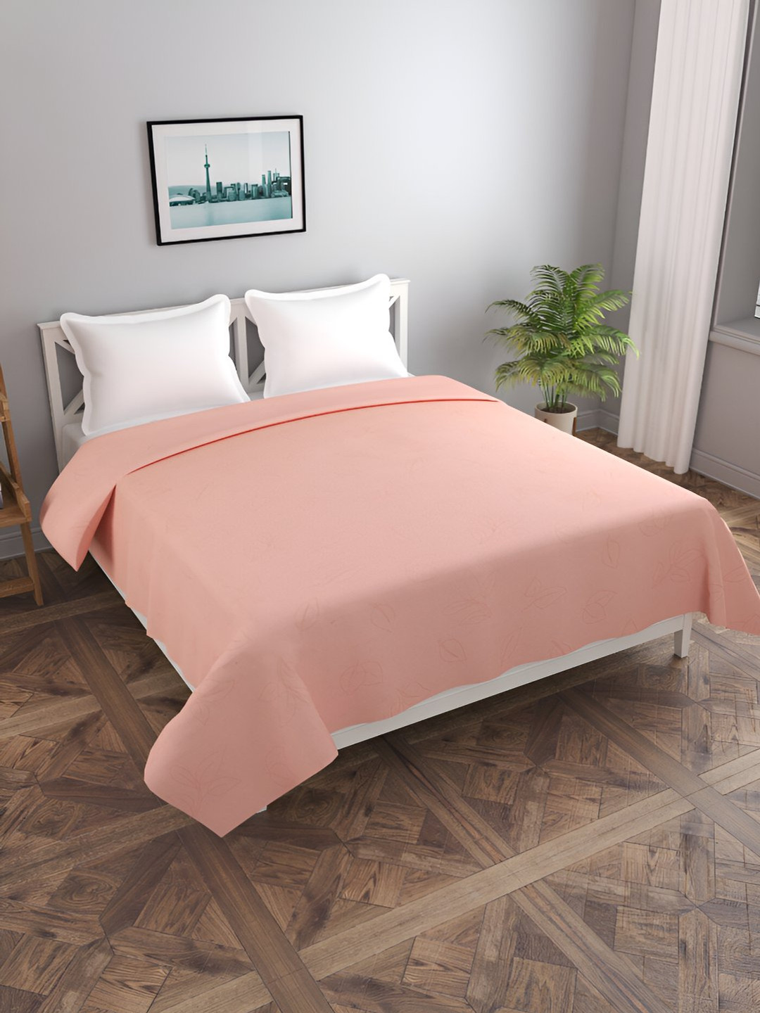 BREVARD Peach Leaf Printed Double Queen Duvet Cover