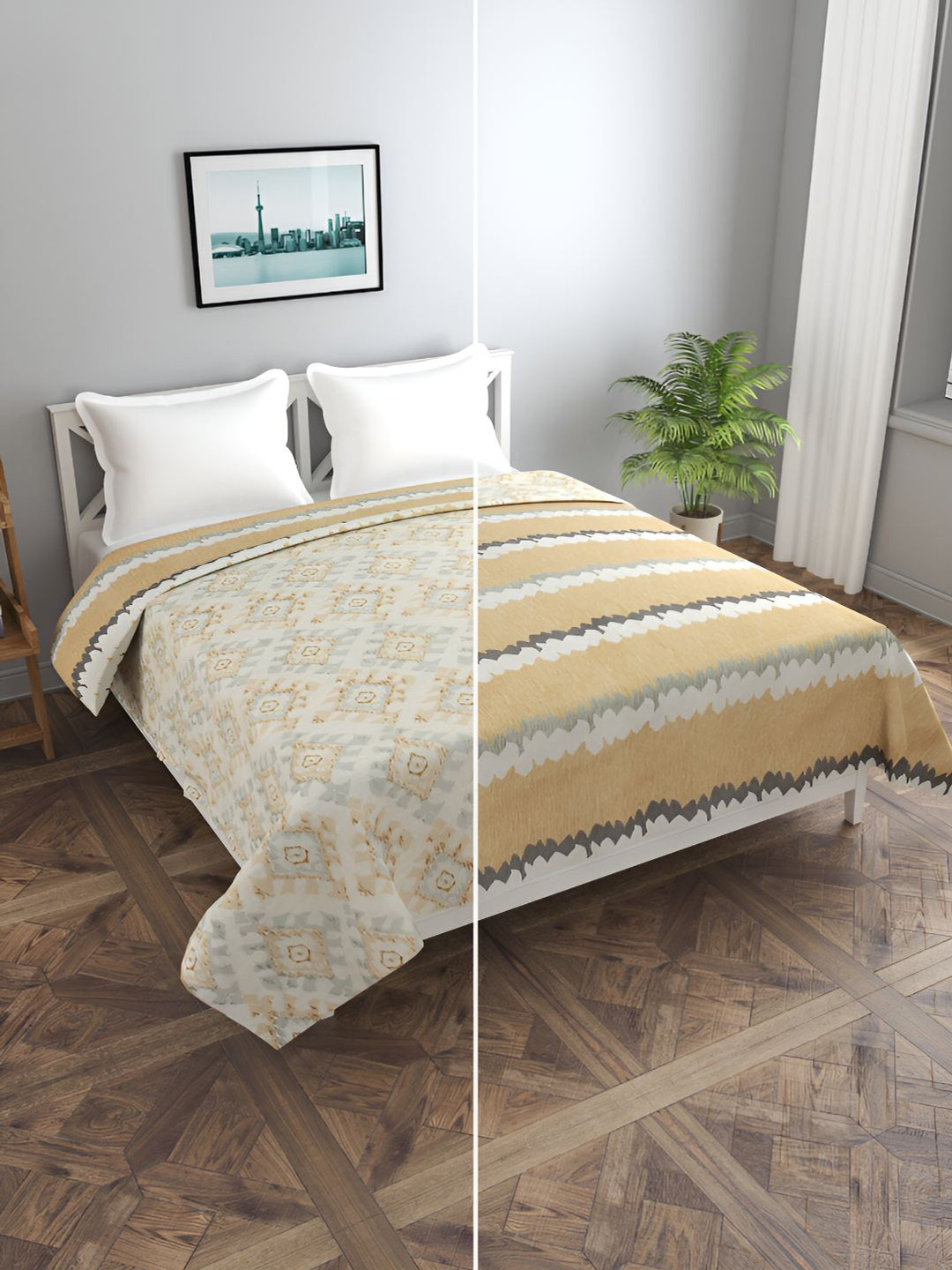 BREVARD Brown Printed Double Queen Duvet Cover