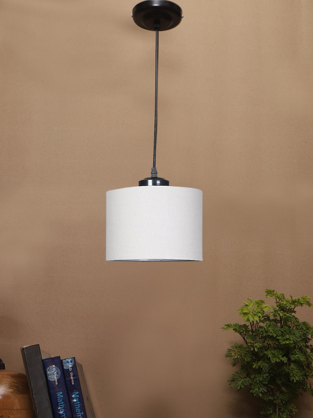 Devansh Grey & Black Textured Adjustable Cord Cotton Shade Hanging Lamp