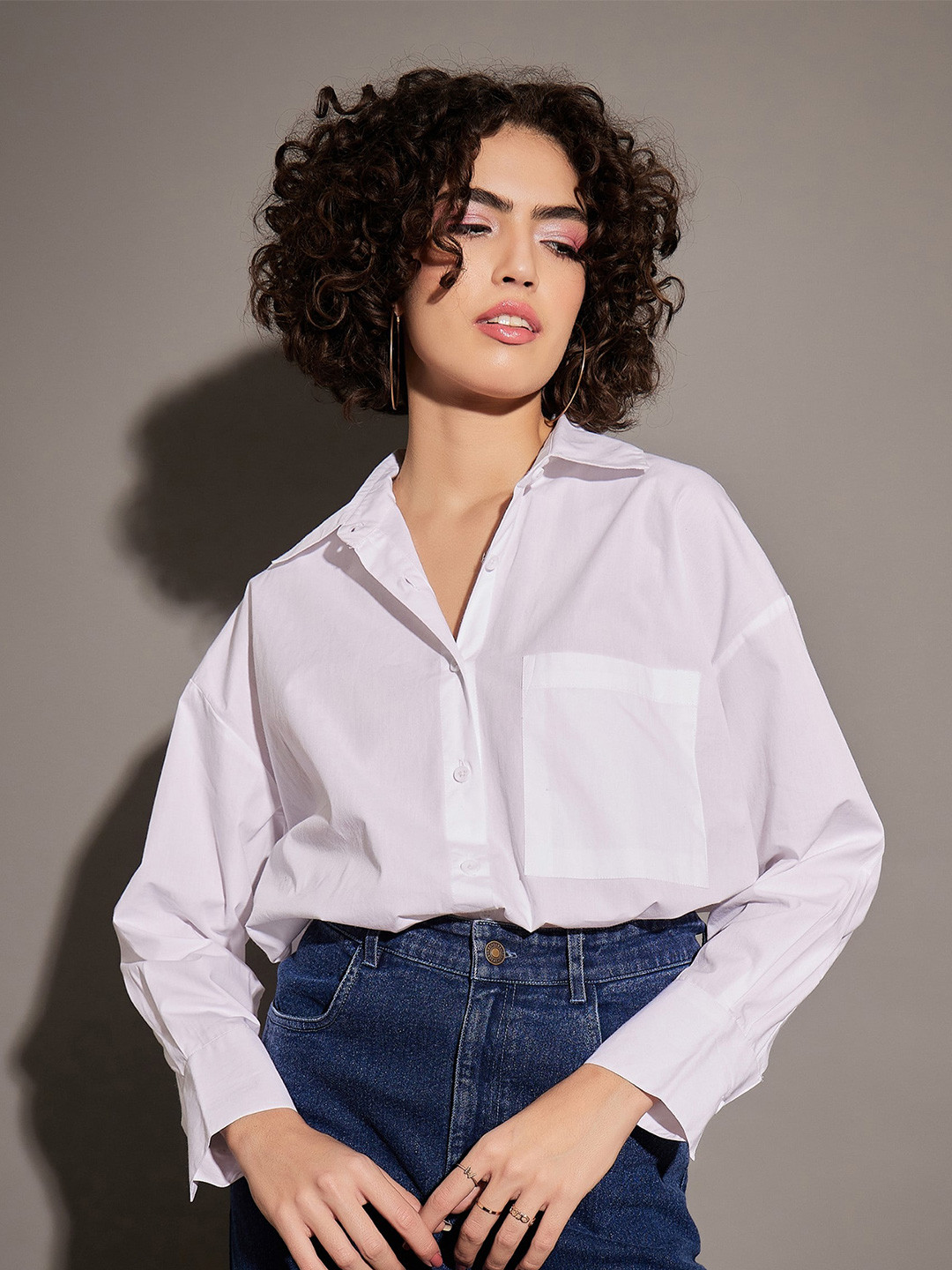 SASSAFRAS White Oversize Pure Cotton Casual Shirt
