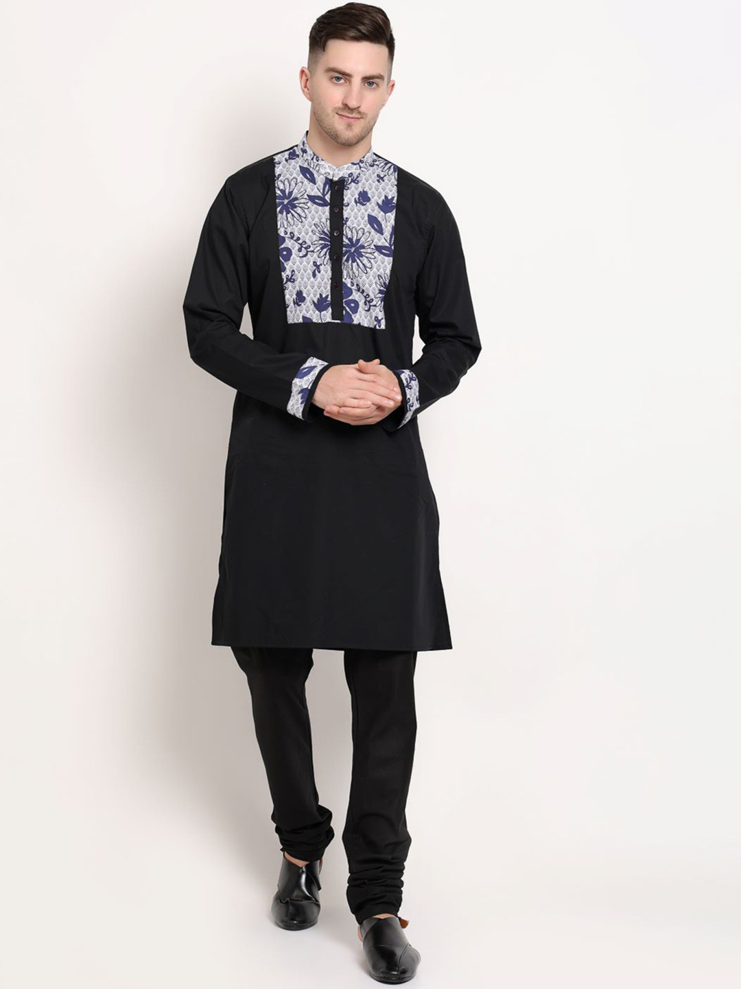 MIDAV Floral Yoke Design Patch Work Straight Cotton Kurta