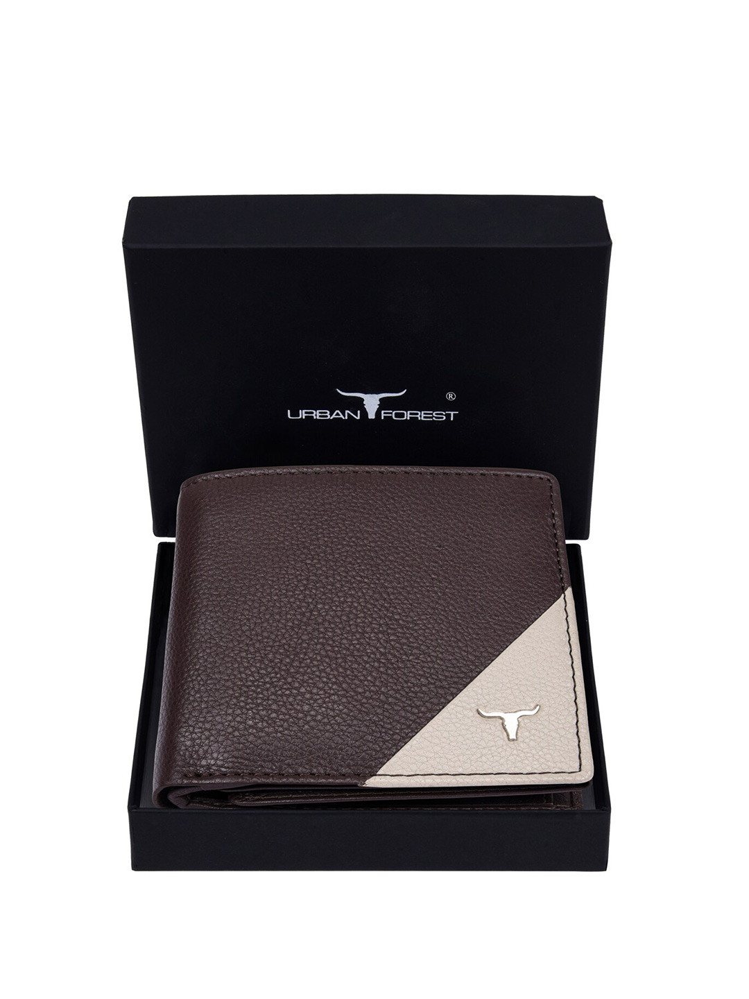 URBAN FOREST Men Textured Brand Logo RFID Leather Two Fold Wallet