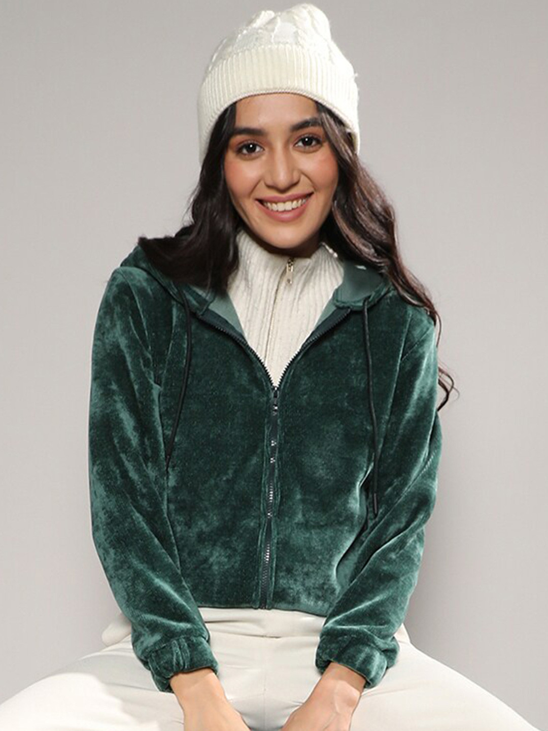 PINACOLADA Hooded Fleece Front-Open Sweatshirt