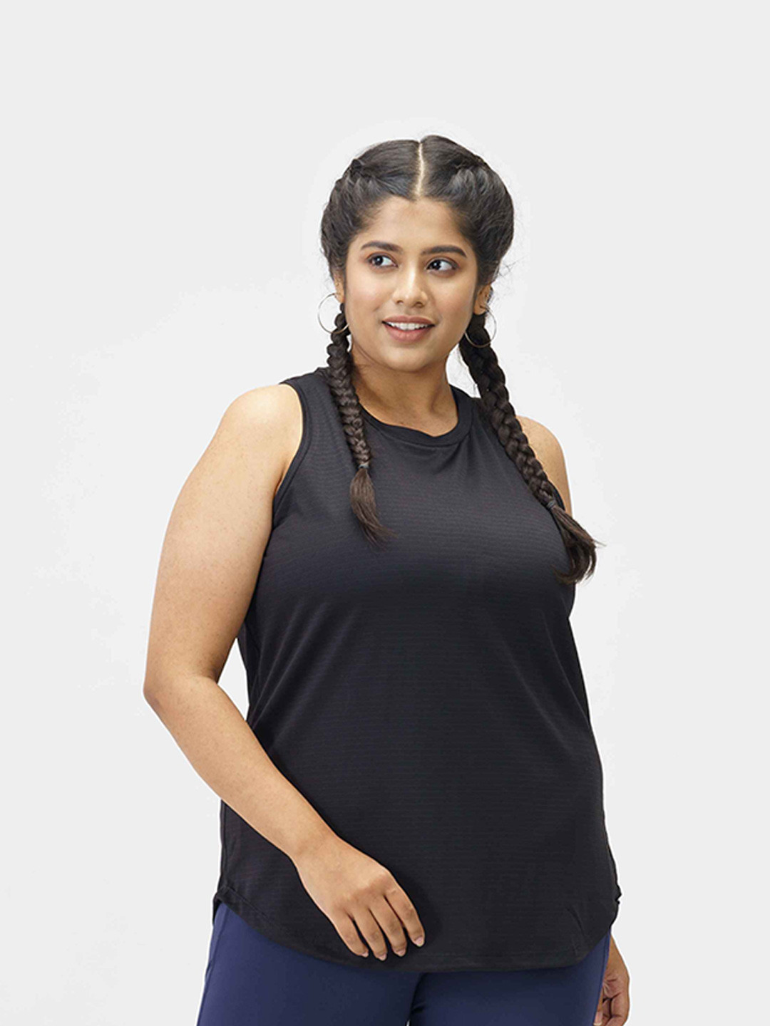 SPIRIT ANIMAL Women Plus Size Round Neck Solid Sleeveless Sports Tank Top