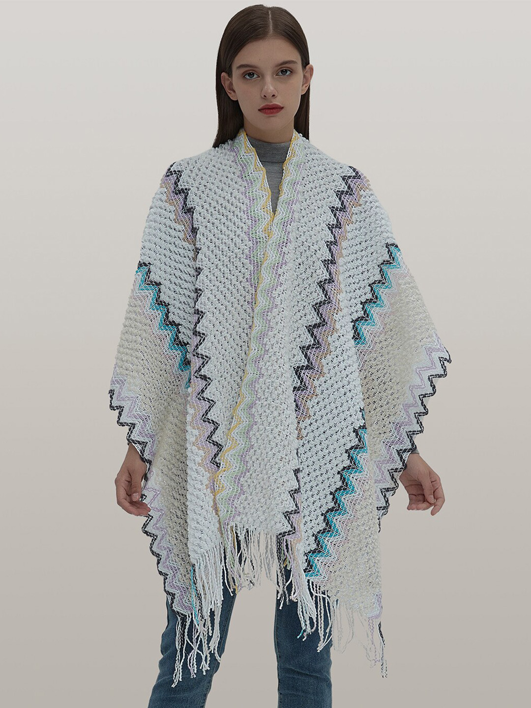 JC Collection Women Self Design Scarf With Tasselled Border