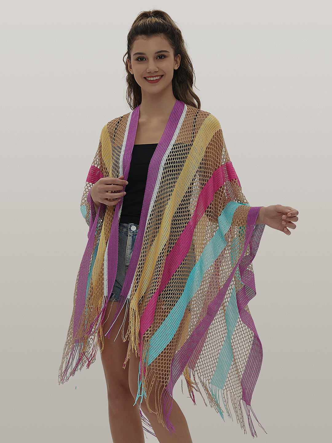 JC Collection Self Design Scarf With Frayed Hem