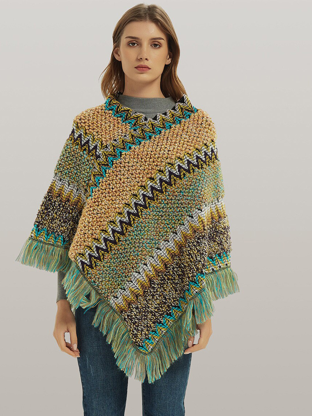 JC Collection Self Design Scarf With Frayed Hem