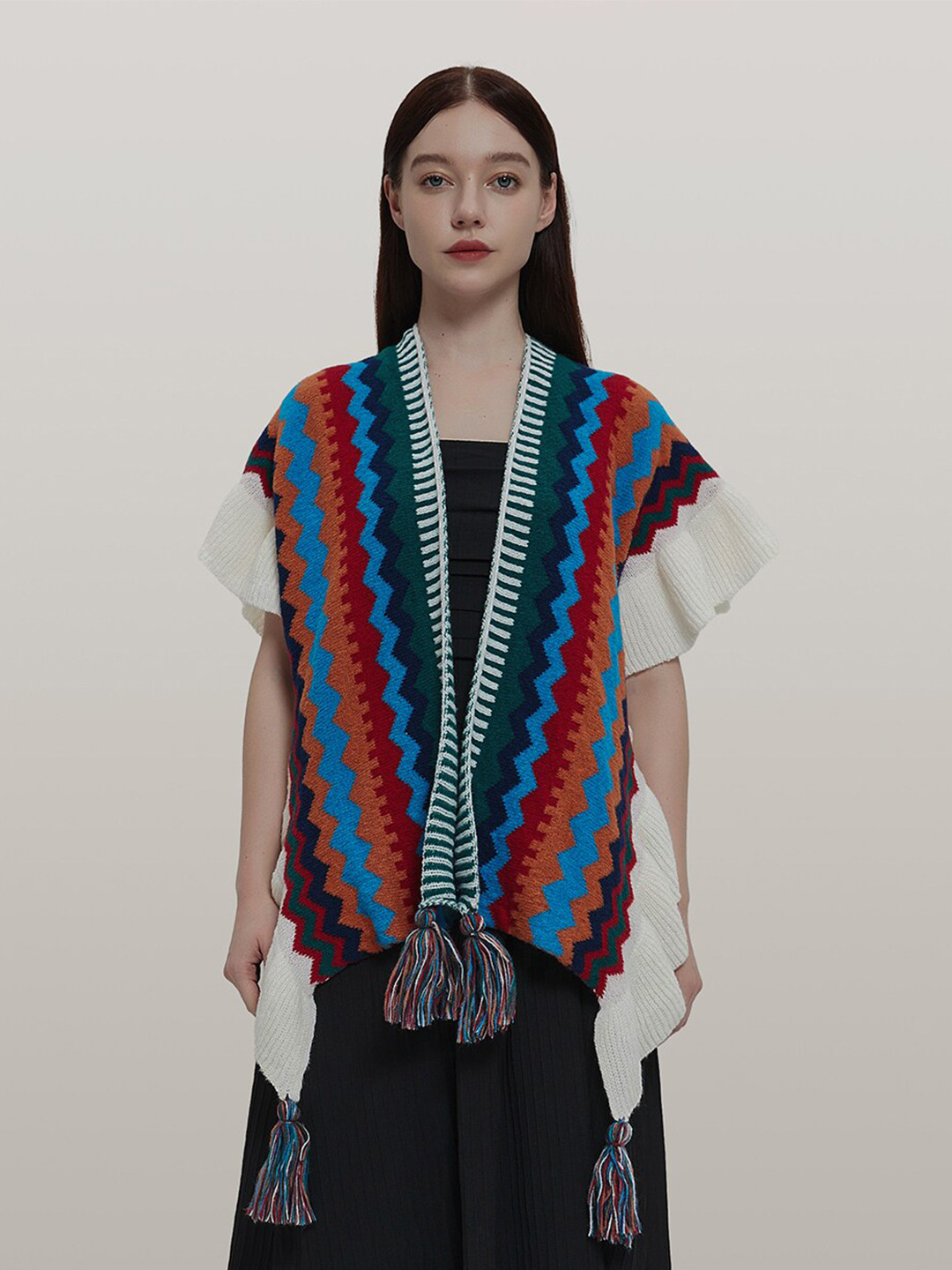 JC Collection Women Self Design Scarf With Tasselled Border