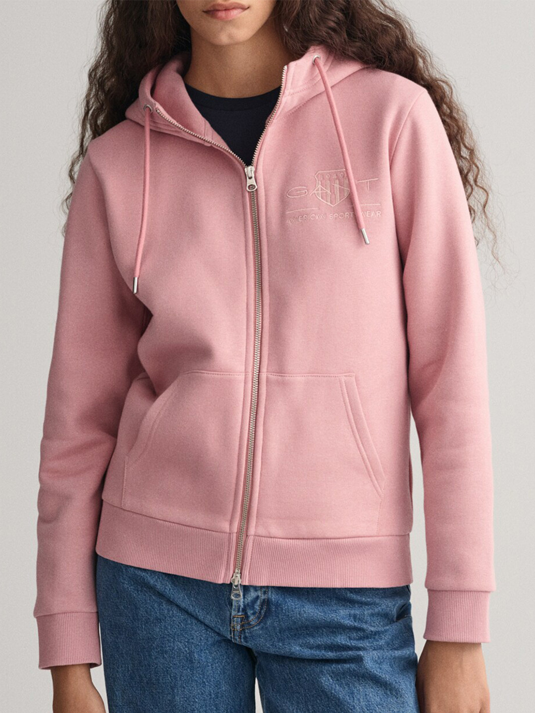 GANT Hooded Front Open Sweatshirt