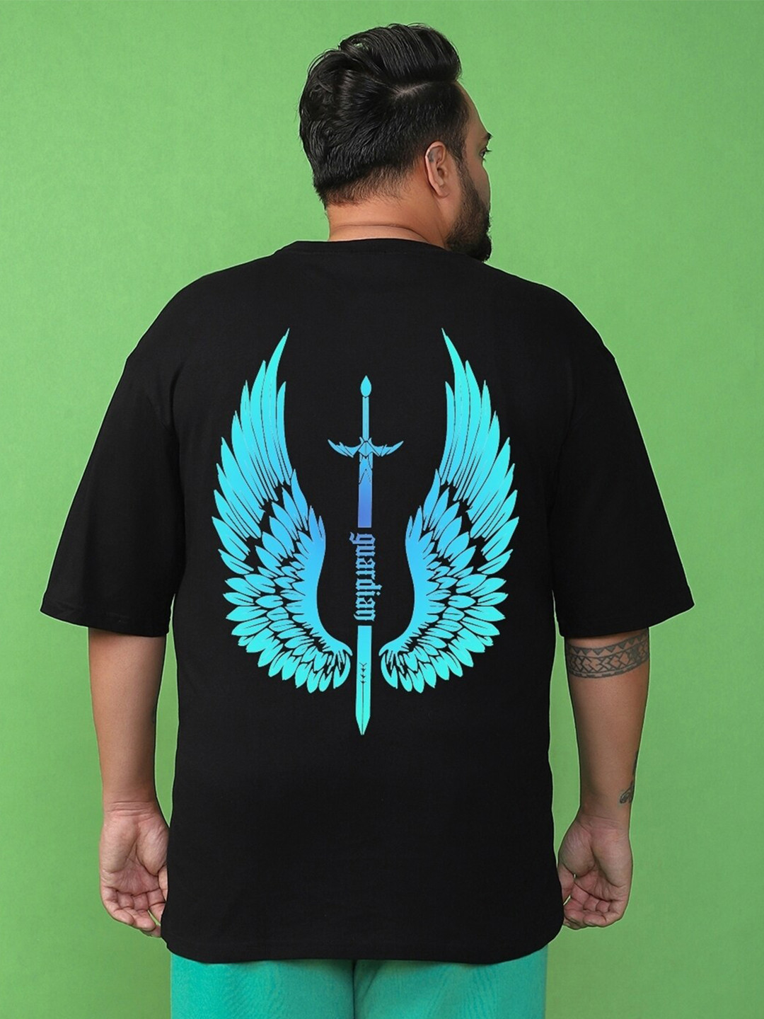 Bewakoof Plus Guardian Wings Graphic Printed Oversized Cotton T-shirt