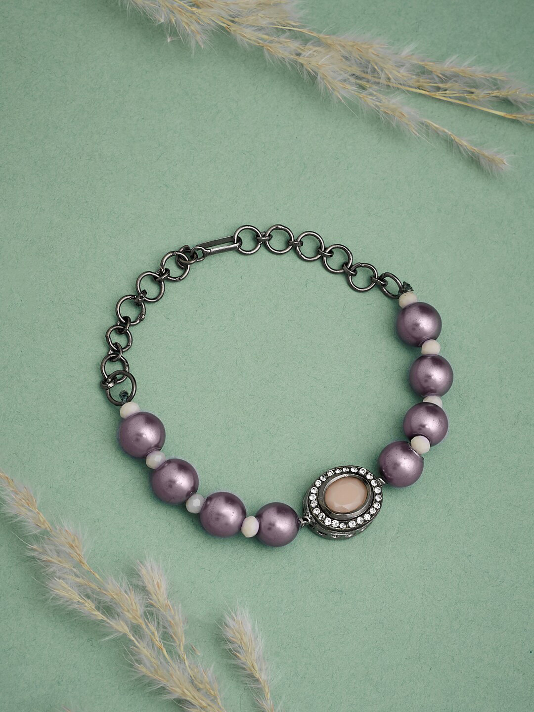 ATIBELLE Silver-Plated American Diamond Studded Brass Wraparound Bracelet