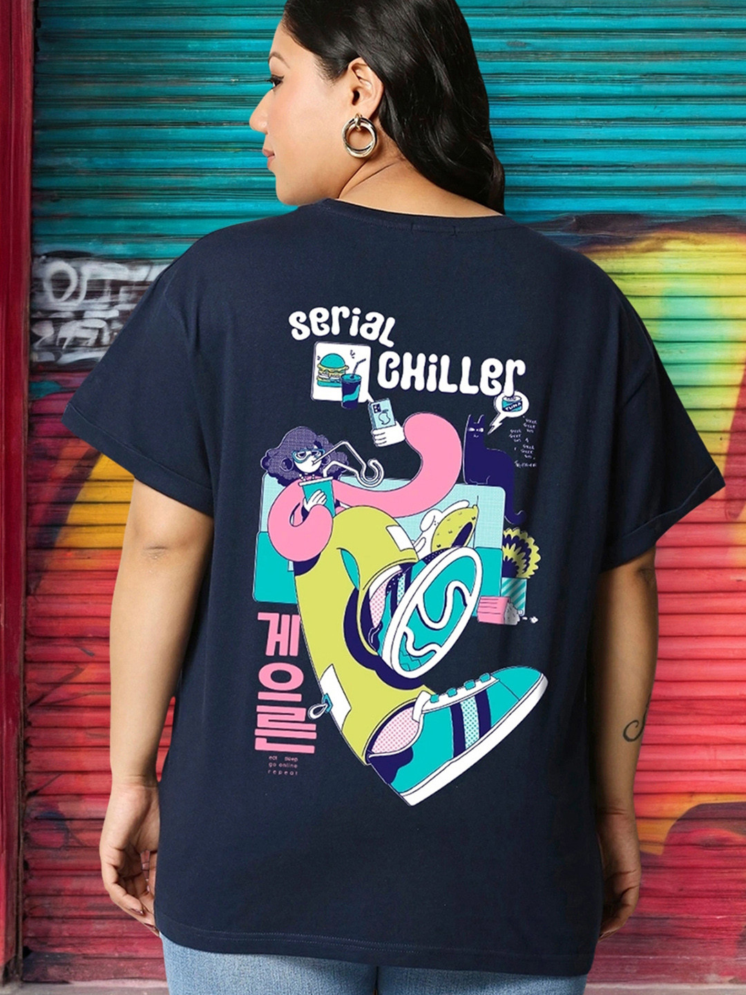 Bewakoof Plus Plus Size Serial Chiller Printed Cotton Relaxed Fit T-shirt